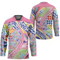 Maori Kowhaiwhai Taniko Patchwork Rainbow Motifs Hockey Jersey LT9 - Polynesian Pride