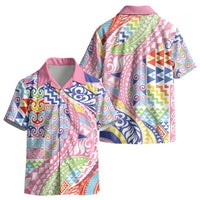 Maori Kowhaiwhai Taniko Patchwork Rainbow Motifs Kid Hawaiian Shirt LT9 - Polynesian Pride