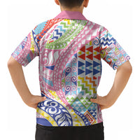 Maori Kowhaiwhai Taniko Patchwork Rainbow Motifs Kid Hawaiian Shirt LT9 - Polynesian Pride