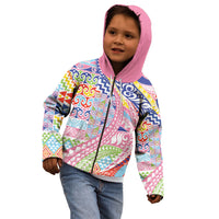 Maori Kowhaiwhai Taniko Patchwork Rainbow Motifs Kid Hoodie LT9 - Polynesian Pride