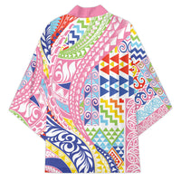 Maori Kowhaiwhai Taniko Patchwork Rainbow Motifs Kimono LT9 - Polynesian Pride