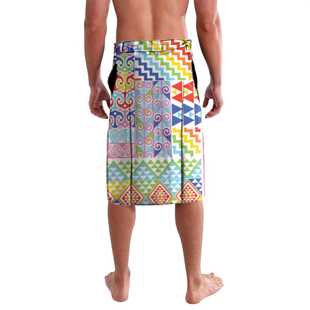 Maori Kowhaiwhai Taniko Patchwork Rainbow Motifs Lavalava