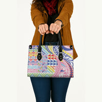 Maori Kowhaiwhai Taniko Patchwork Rainbow Motifs Leather Bag