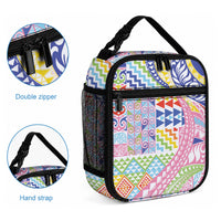 Maori Kowhaiwhai Taniko Patchwork Rainbow Motifs Lunch Bag LT9 - Polynesian Pride