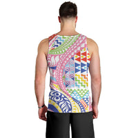 Maori Kowhaiwhai Taniko Patchwork Rainbow Motifs Men Tank Top LT9 - Polynesian Pride