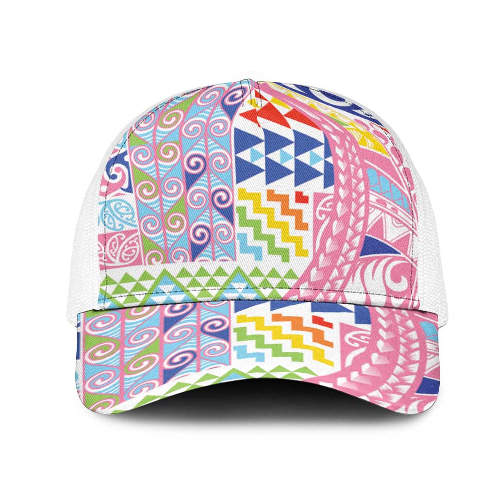 Maori Kowhaiwhai Taniko Patchwork Rainbow Motifs Mesh Trucker Cap