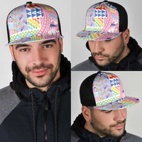 Maori Kowhaiwhai Taniko Patchwork Rainbow Motifs Mesh Trucker Cap