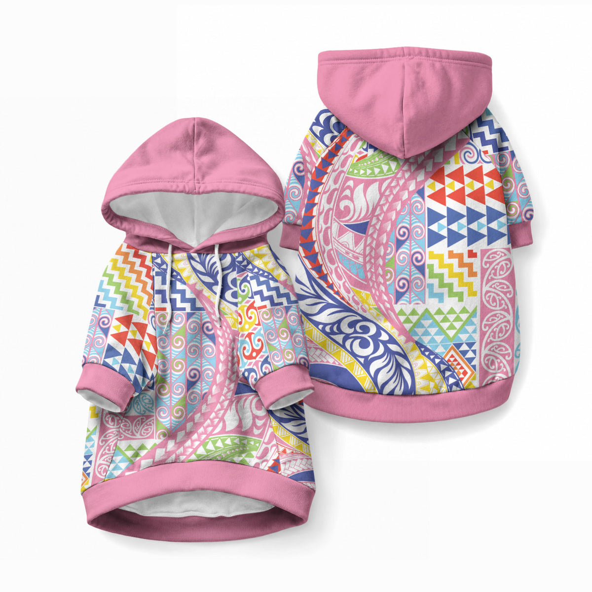 Maori Kowhaiwhai Taniko Patchwork Rainbow Motifs Pet Hoodie LT9 Pullover Rainbow - Polynesian Pride