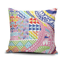Maori Kowhaiwhai Taniko Patchwork Rainbow Motifs Pillow Cover