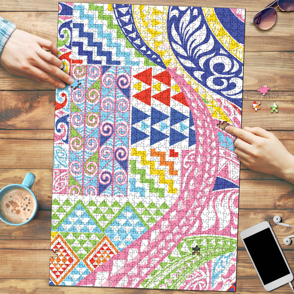 Maori Kowhaiwhai Taniko Patchwork Rainbow Motifs Puzzle