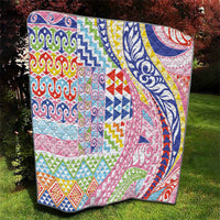 Maori Kowhaiwhai Taniko Patchwork Rainbow Motifs Quilt