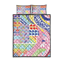 Maori Kowhaiwhai Taniko Patchwork Rainbow Motifs Quilt Bed Set LT9 - Polynesian Pride
