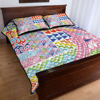 Maori Kowhaiwhai Taniko Patchwork Rainbow Motifs Quilt Bed Set LT9 - Polynesian Pride