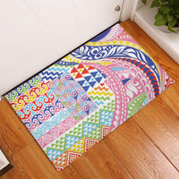 Maori Kowhaiwhai Taniko Patchwork Rainbow Motifs Rubber Doormat LT9 - Polynesian Pride