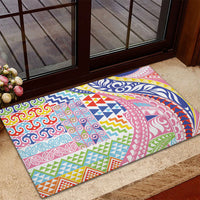 Maori Kowhaiwhai Taniko Patchwork Rainbow Motifs Rubber Doormat LT9 - Polynesian Pride