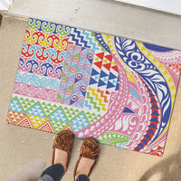 Maori Kowhaiwhai Taniko Patchwork Rainbow Motifs Rubber Doormat LT9 - Polynesian Pride