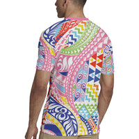 Maori Kowhaiwhai Taniko Patchwork Rainbow Motifs Rugby Jersey LT9 - Polynesian Pride