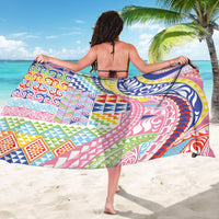 Maori Kowhaiwhai Taniko Patchwork Rainbow Motifs Sarong LT9 - Polynesian Pride