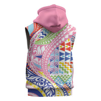 Maori Kowhaiwhai Taniko Patchwork Rainbow Motifs Sleeveless Zip Hoodie LT9 - Polynesian Pride