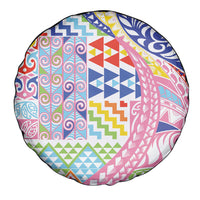 Maori Kowhaiwhai Taniko Patchwork Rainbow Motifs Spare Tire Cover LT9 - Polynesian Pride