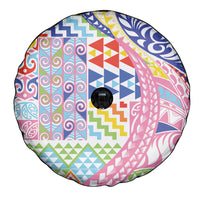 Maori Kowhaiwhai Taniko Patchwork Rainbow Motifs Spare Tire Cover LT9 - Polynesian Pride