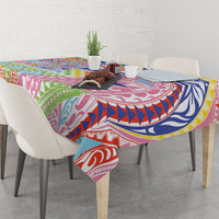 Maori Kowhaiwhai Taniko Patchwork Rainbow Motifs Tablecloth