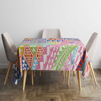 Maori Kowhaiwhai Taniko Patchwork Rainbow Motifs Tablecloth