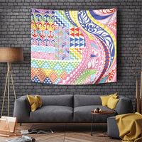 Maori Kowhaiwhai Taniko Patchwork Rainbow Motifs Tapestry LT9 Rainbow - Polynesian Pride