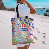 Maori Kowhaiwhai Taniko Patchwork Rainbow Motifs Tote Bag LT9 - Polynesian Pride