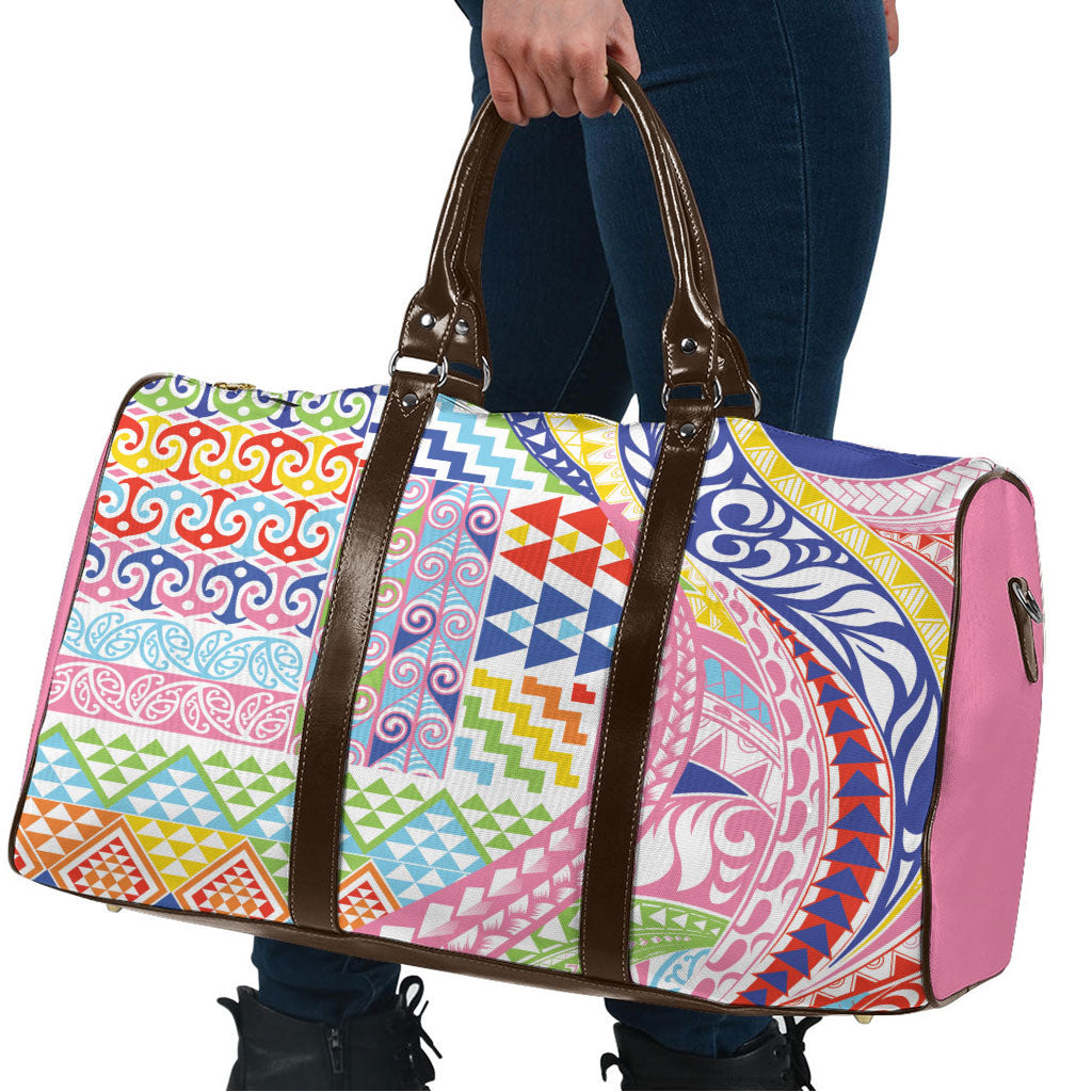 Maori Kowhaiwhai Taniko Patchwork Rainbow Motifs Travel Bag LT9 - Polynesian Pride