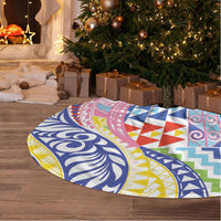 Maori Kowhaiwhai Taniko Patchwork Rainbow Motifs Tree Skirt
