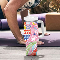 Maori Kowhaiwhai Taniko Patchwork Rainbow Motifs Tumbler With Handle LT9 - Polynesian Pride