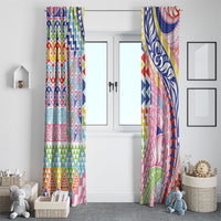 Maori Kowhaiwhai Taniko Patchwork Rainbow Motifs Window Curtain