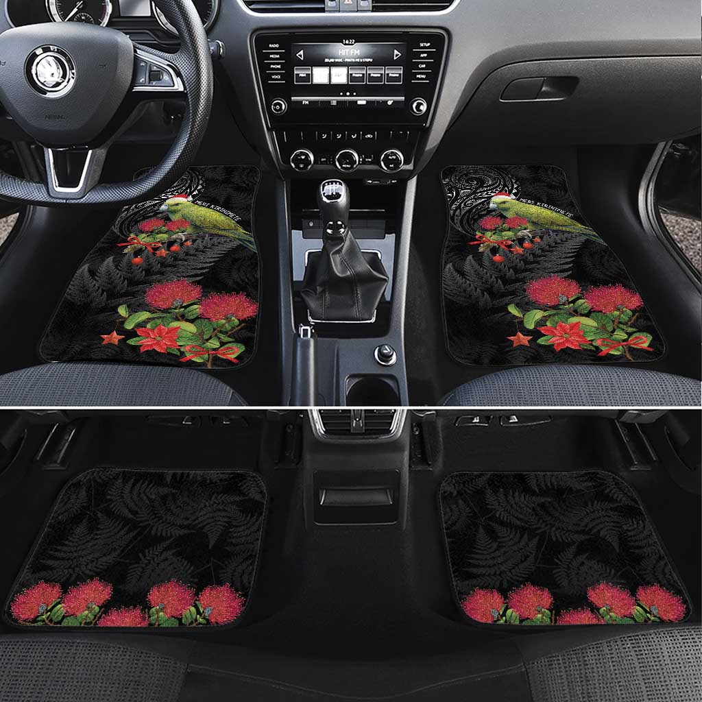 Meri Kirihimete Kakapo Car Mats Black Silver Fern Christmas Vibe