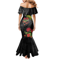 Meri Kirihimete Kakapo Family Matching Mermaid Dress and Hawaiian Shirt Black Silver Fern Christmas Vibe LT9 - Polynesian Pride