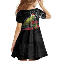Meri Kirihimete Kakapo Family Matching Short Sleeve Bodycon Dress and Hawaiian Shirt Black Silver Fern Christmas Vibe LT9 - Polynesian Pride