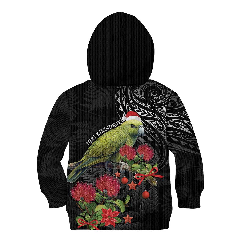 Meri Kirihimete Kakapo Kid Hoodie Black Silver Fern Christmas Vibe