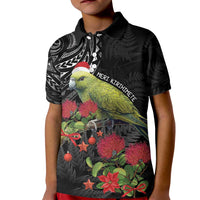 Meri Kirihimete Kakapo Kid Polo Shirt Black Silver Fern Christmas Vibe