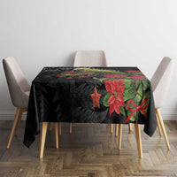 Meri Kirihimete Kakapo Tablecloth Black Silver Fern Christmas Vibe