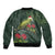 Meri Kirihimete Kakapo Bomber Jacket Green Silver Fern Christmas Vibe