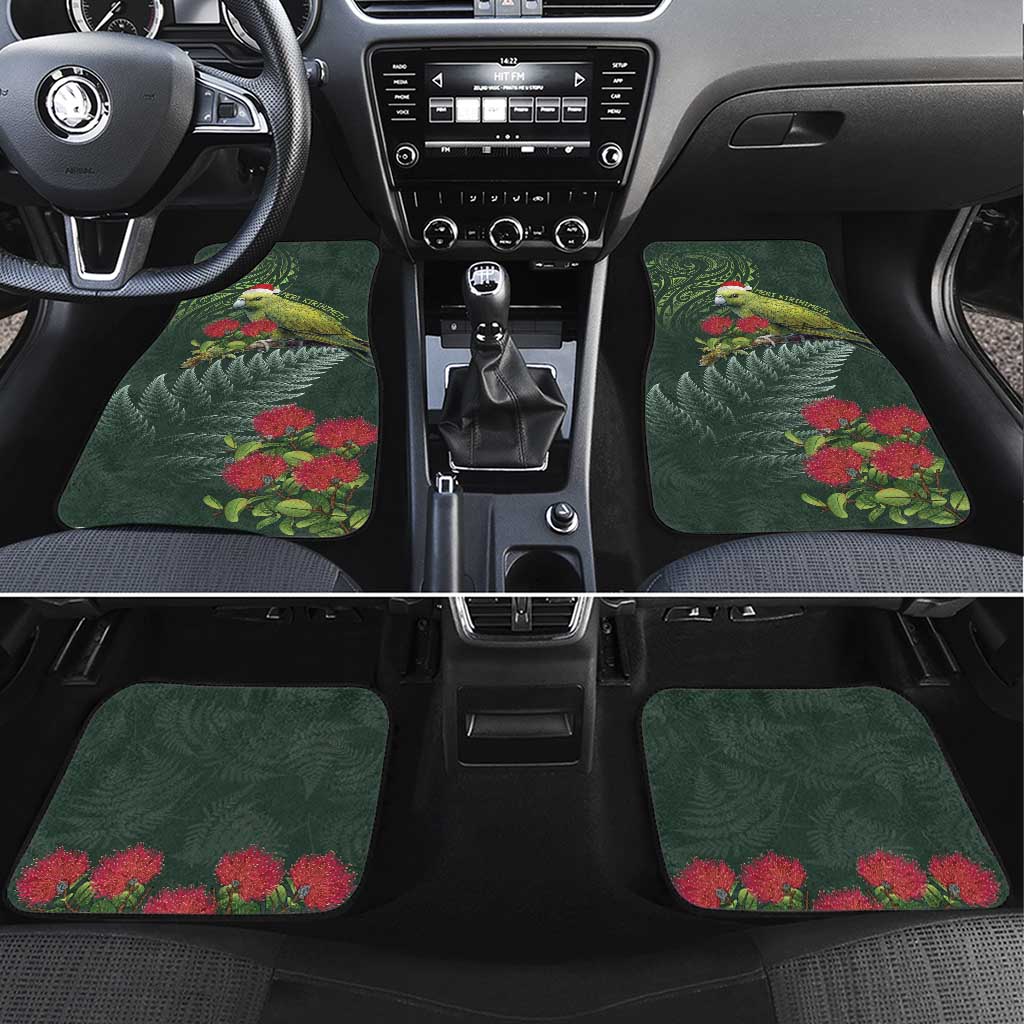 Meri Kirihimete Kakapo Car Mats Green Silver Fern Christmas Vibe