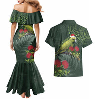 Meri Kirihimete Kakapo Couples Matching Mermaid Dress and Hawaiian Shirt Green Silver Fern Christmas Vibe LT9 - Polynesian Pride