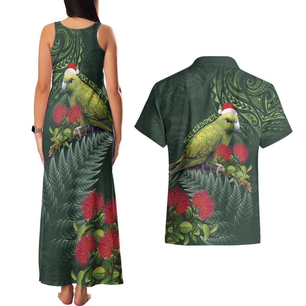 Meri Kirihimete Kakapo Couples Matching Tank Maxi Dress and Hawaiian Shirt Green Silver Fern Christmas Vibe LT9 - Polynesian Pride