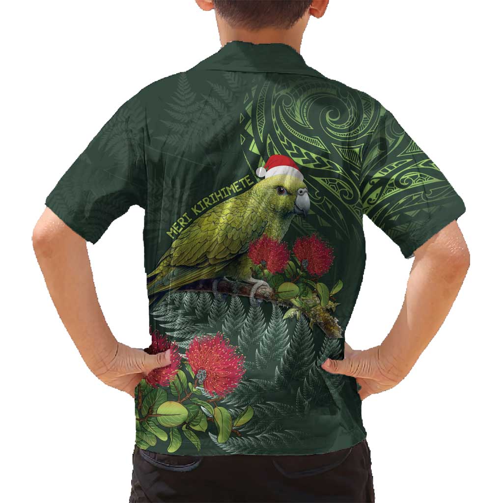 Meri Kirihimete Kakapo Family Matching Long Sleeve Bodycon Dress and Hawaiian Shirt Green Silver Fern Christmas Vibe LT9 - Polynesian Pride