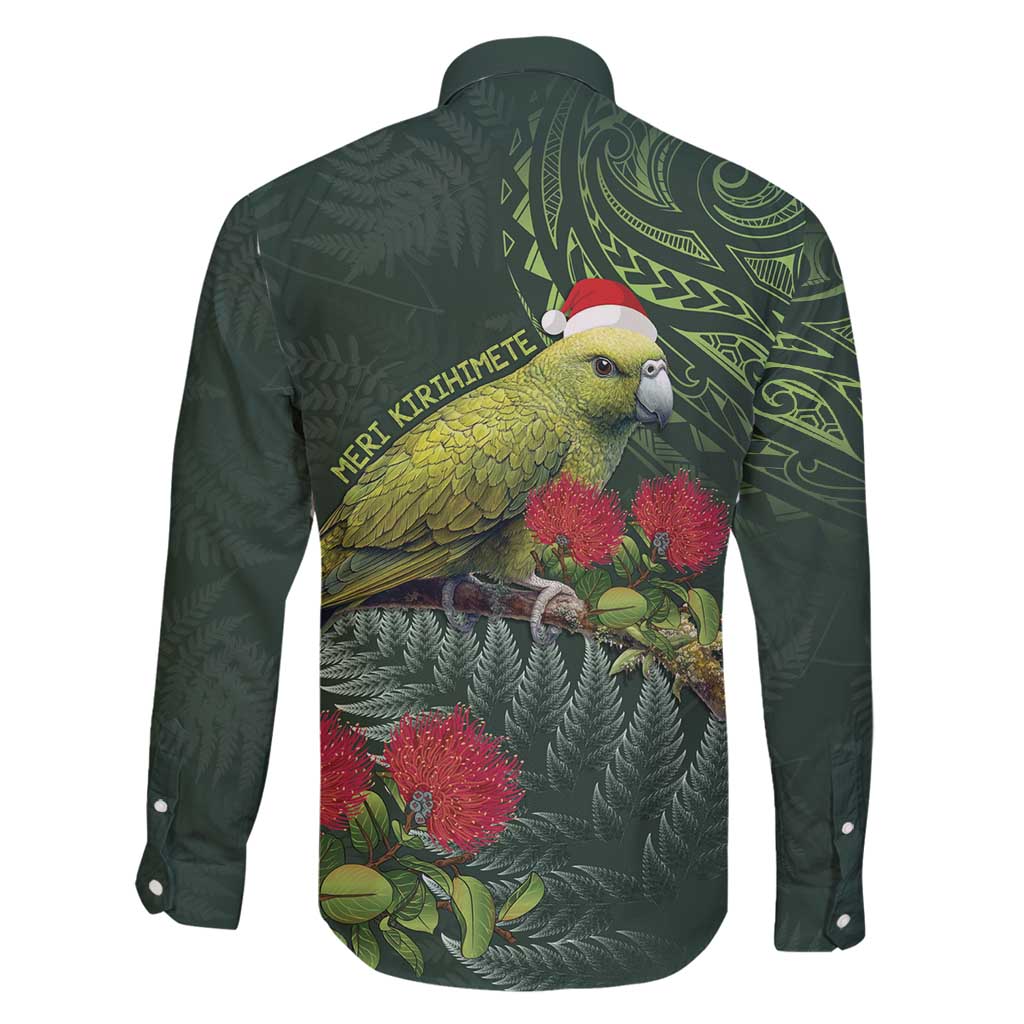 Meri Kirihimete Kakapo Family Matching Long Sleeve Bodycon Dress and Hawaiian Shirt Green Silver Fern Christmas Vibe LT9 - Polynesian Pride