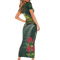 Meri Kirihimete Kakapo Family Matching Short Sleeve Bodycon Dress and Hawaiian Shirt Green Silver Fern Christmas Vibe LT9 - Polynesian Pride