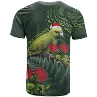 Meri Kirihimete Kakapo T Shirt Green Silver Fern Christmas Vibe