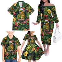 Meri Kirihimete Kakapo Family Matching Off The Shoulder Long Sleeve Dress and Hawaiian Shirt New Zealand Christmas with Tropical Vibe LT9 - Polynesian Pride