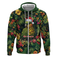 Meri Kirihimete Kakapo Zip Hoodie New Zealand Christmas with Tropical Vibe LT9 Zip Hoodie Green - Polynesian Pride