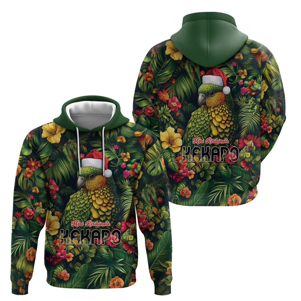 Meri Kirihimete Kakapo Zip Hoodie New Zealand Christmas with Tropical Vibe LT9 - Polynesian Pride